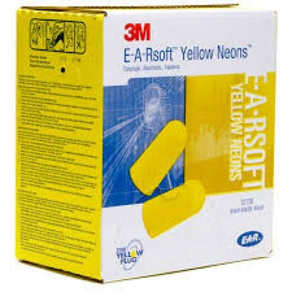 3M E-A-Rsoft Yellow Neon Earplugs Uncorded 312-1250 (200 Pair/Box) image 1